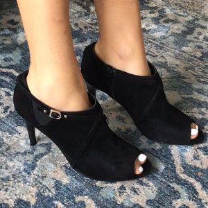 Alfani black heels with belt detail.